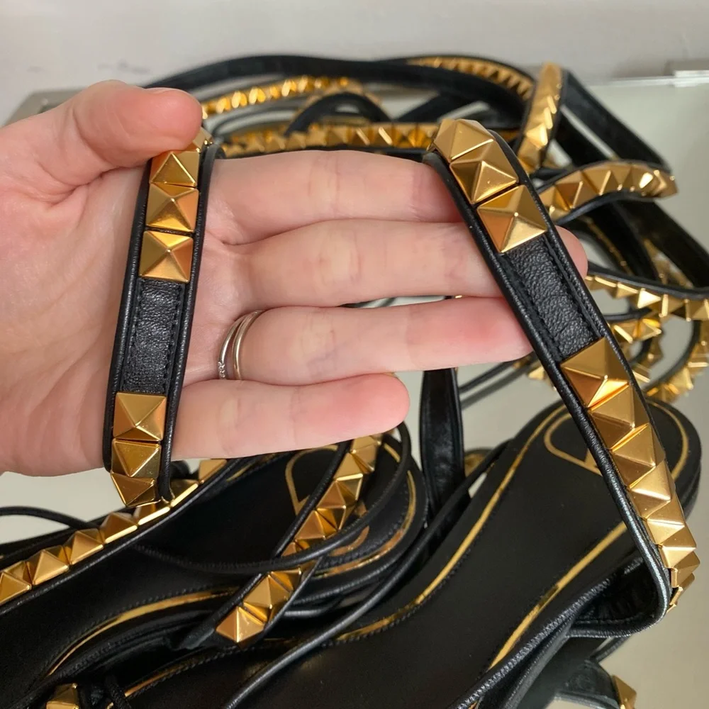 VALENTINO GARAVANI No Limit Rockstud Ankle-wrap Gladiator Sandals $1,900 35